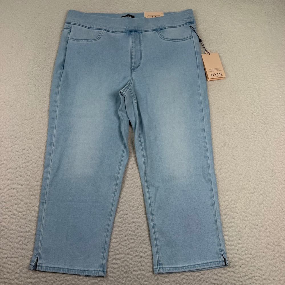 NWT NYDJ Pull On Dakota Crop Jeans Large Blue Oceanfront Stretch Lift Tuck